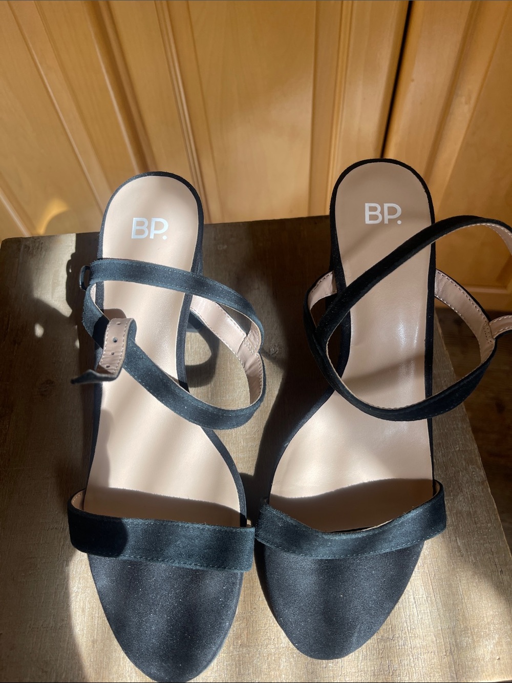bp Black Strappy Block Heel Sandals